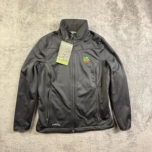 Eddie Bauer L Womens Weather Resist Soft Shell Jacket Black Zip Outdoor NWT